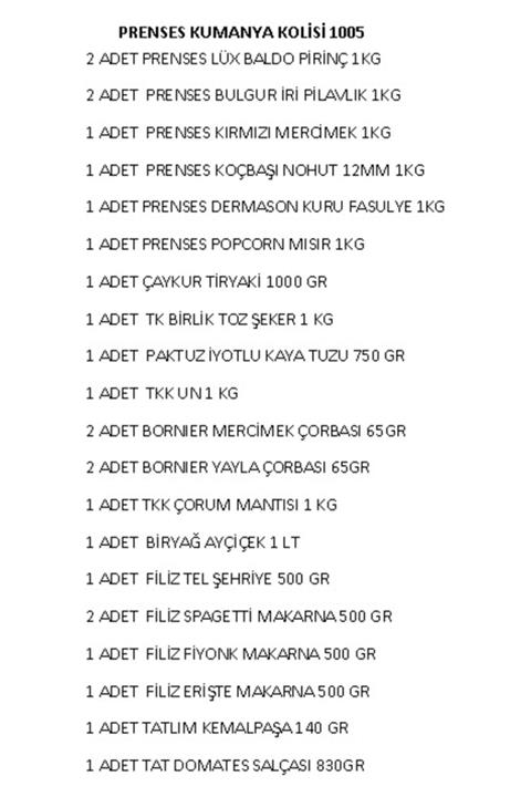 FİLİZ Prenses Kumanya Kolisi 1005