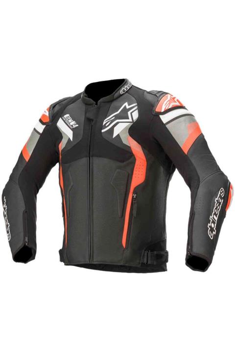 Alpinestars Atem V4 Siyah/Beyaz/Kırmızı Deri Motosiklet Montu