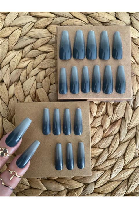 SYBELLE KOZMETİK 20 Adet Gri Ombre Takma Tırnak