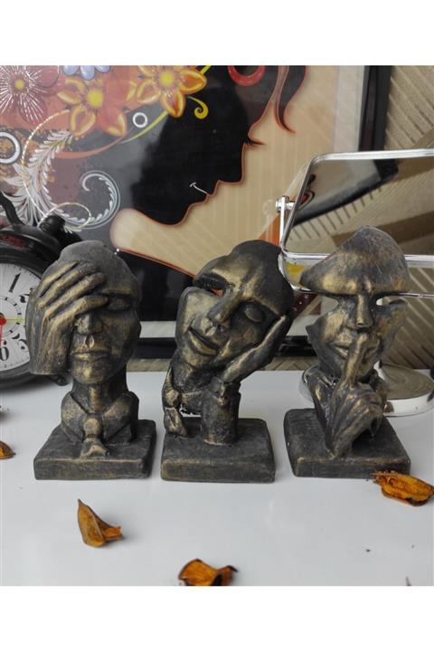 MKT SANAT Görmedim Duymadım Bilmiyorum Dekoratif Mask Set