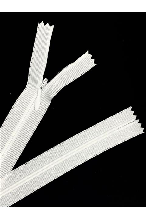 ECE FERMUAR 25 Cm Beyaz Renk Gizli Fermuar 10 Adet