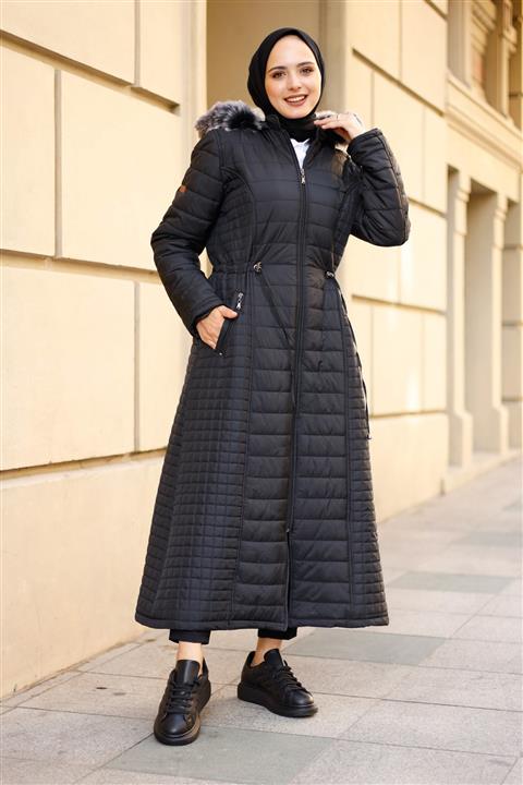 benguen 9102 Içi  Kürklü Uzun Kapi tone Mont