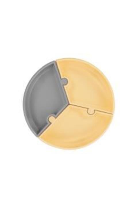 Oioi Sarı Gri Puzzle Vakum Tabanlı Silikon Tabak