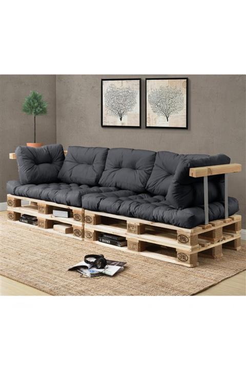 KÜTÜKhouse 3'lü Siyah Palet Kanepe