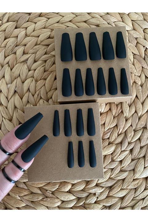 SYBELLE KOZMETİK 20 Adet Siyah Mat Balerin Takma Tırnak