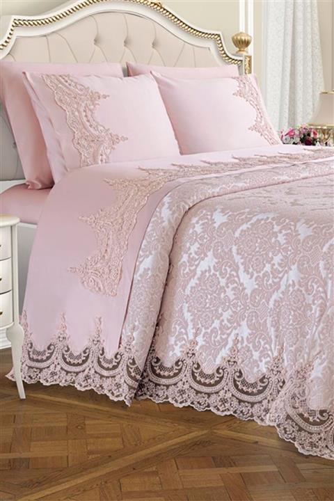 Çeyiz Diyarı Çift Kişilik Fransız Güpürlü Çeyizlik Pike Takımı Arus Pudra 206106