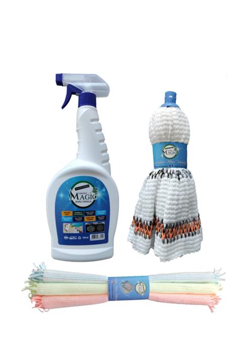 Cleaning Magic Magic Doğal Genel Temizlik Yağ Çözücü & Leke Çıkarıcı 750 Ml+ Mikrofiber 3'lü Bez + Havlu Mop