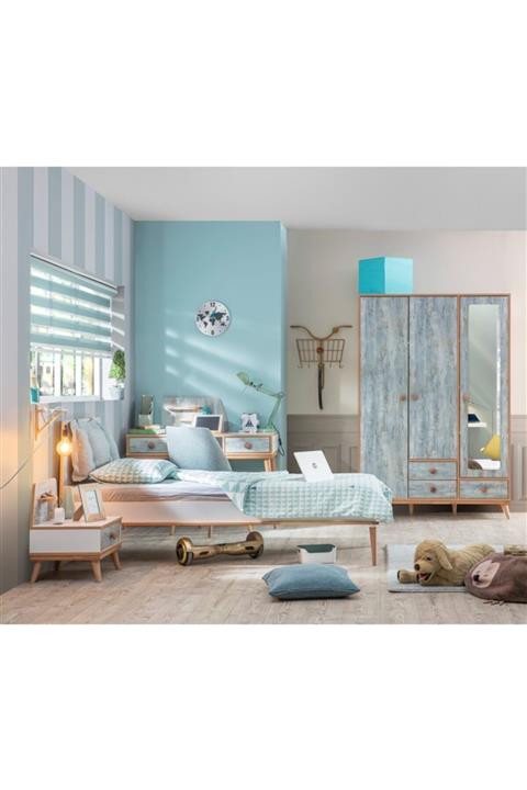 Bubuhome Aquasis Çocuk Odası Takımı  Dolap + Çalışma Masası + Karyola + Komodin