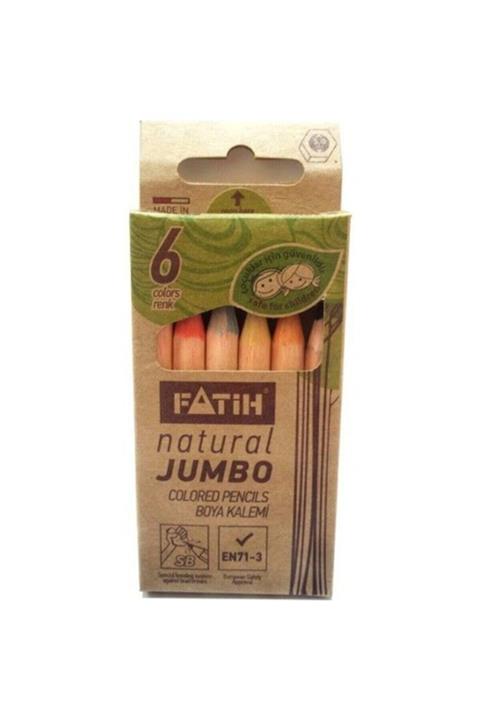 Fatih Natural Jumbo Boya Kalemi 6 Renk Yarım Boy