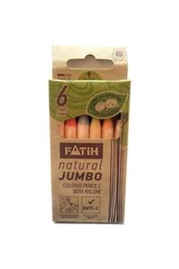 Fatih Natural Jumbo Boya Kalemi 6 Renk Yarım Boy