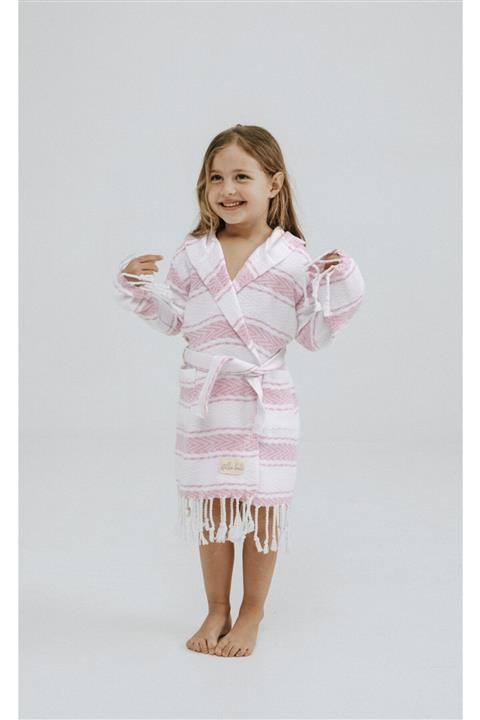 Stella Belli Peştamal Çocuk Bornozu El Dokuması Pamira Desen Pembe Renk