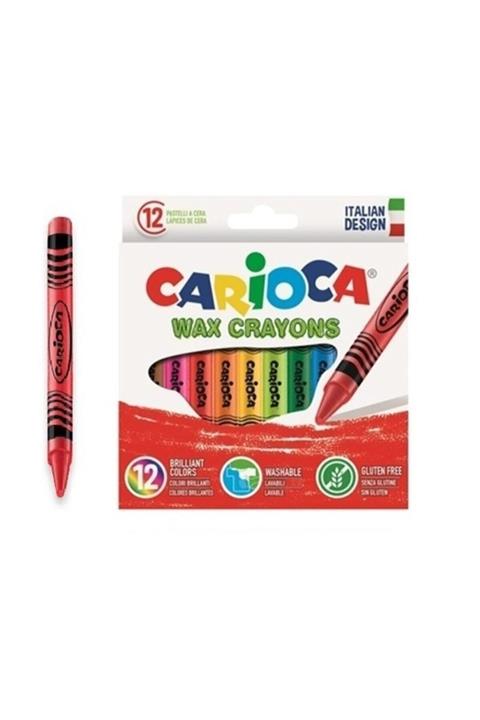 CARIOCA Wax Crayon Elleri Kirletmeyen Pastel Boya (Mum Boya) Kalemi 12'li