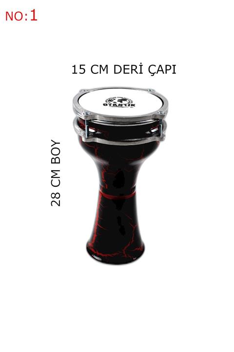 Otantik Müzik Kırmızı Alüminyum Çatlak Boyalı 1 Numara Darbuka
