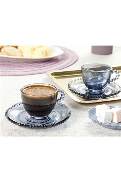 English Home Balloon Cam 2 Kişilik Kahve Fincan Takımı 90 ml Lacivert