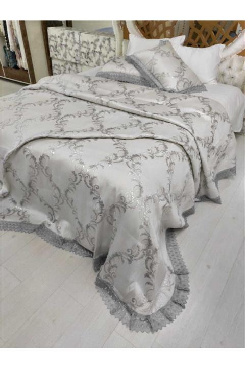 Finezza Selen Çift Kişilik  3 Boyutlu Yatak Örtüsü Gri