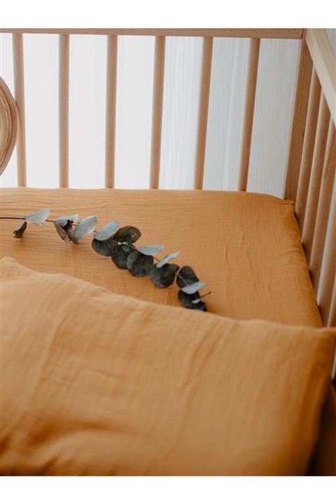 Fluffyboon Lastikli Beşik Çarşaf Ve Yastık Takımı - Peanut (60*120)