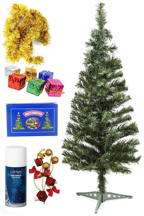 GENC DIJITAL BASKI Yılbaşı Çam Ağaç Seti Ve Yılbaşı Süsleri Paketi 90 cm