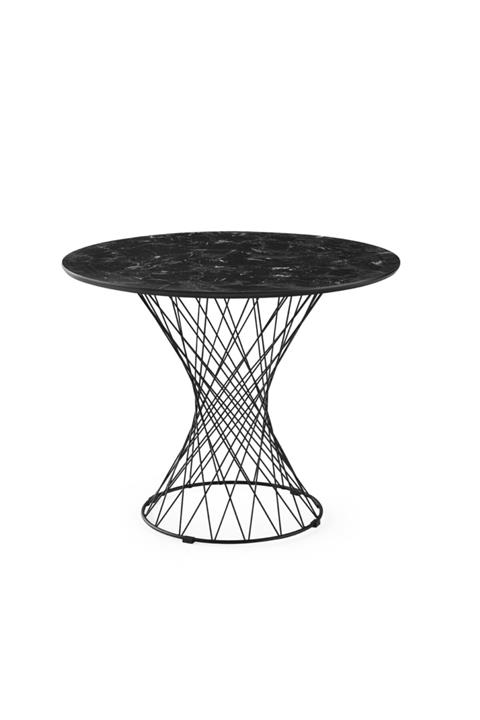 SİVAS GÖZDE MOBİLYA Siyah Mermer Desen Yuvarlak Balkon Mutfak Masası 90cm