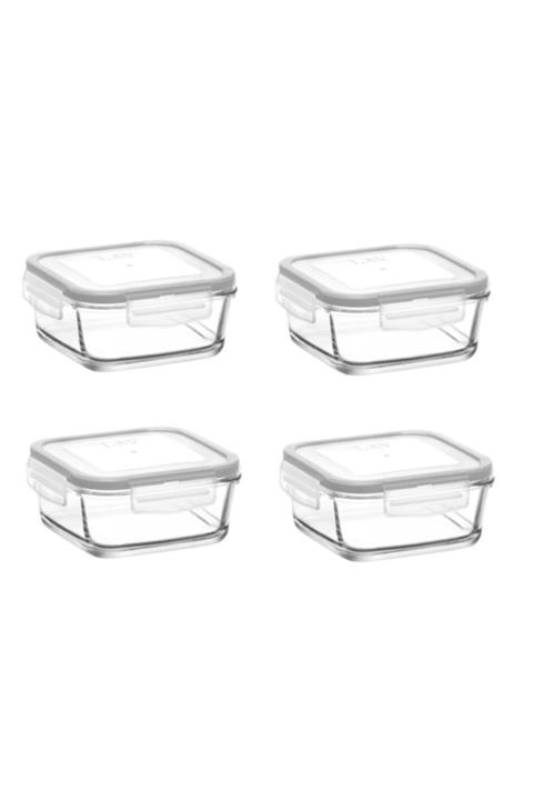 LAV Saklama Kabı 4 Lü Cam Kilitli Saklama Kabı 720cc Frs247 Beyaz