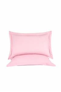 zambaktekstil Açık Pembe Düz Pamuk Saten Volanlı Yastık Kılıfı 50 X 70 cm