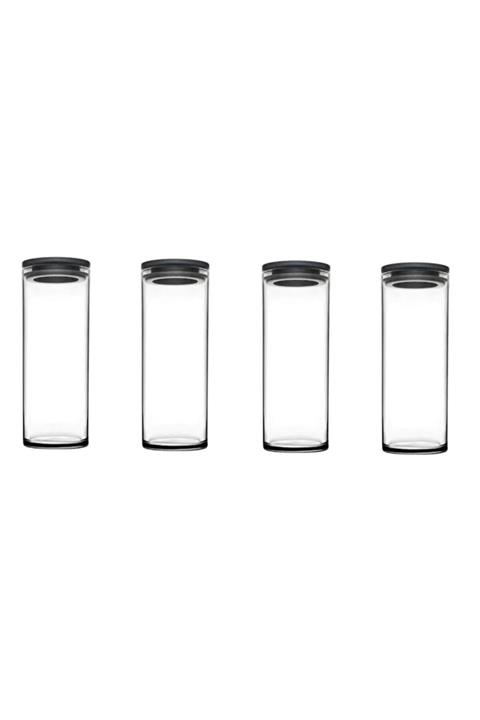 Paşabahçe 43756 Vakumlu Cam Kavanoz - Cam Erzak Saklama Kabı 4 Lü Gri