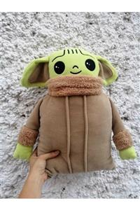 DÜKKAN DESİGN Star Wars Master Baby Yoda Peluş 3d Puf Yastık