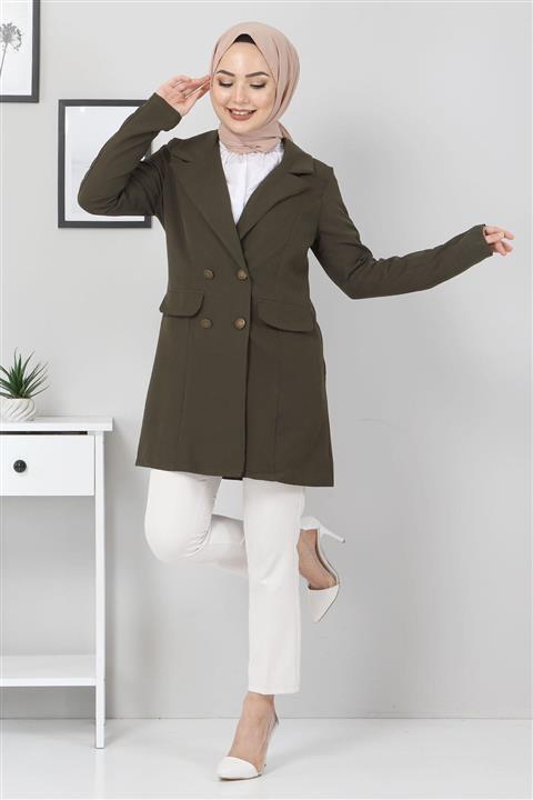 Tesettür Dünyası Blazer Ceket Tsd10747 Haki
