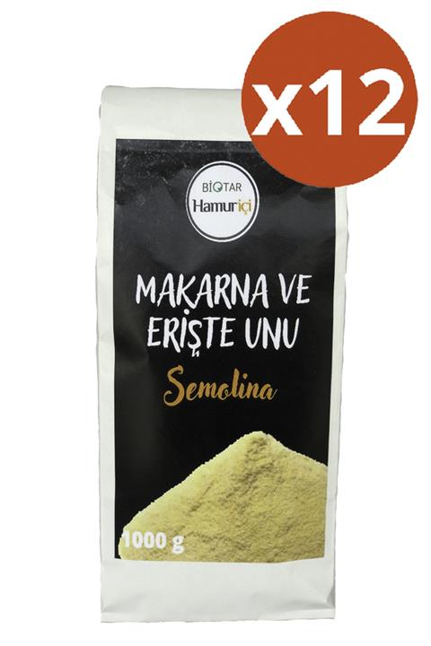 BİOTAR Organik Tarım Ürünleri Hamuriçi Organik Makarna Ve Erişte Unu Semolina 1000 Gr X 12 Adet