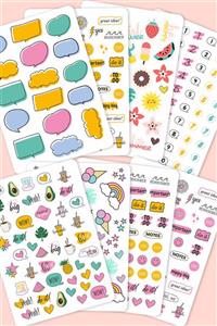 Özer Store Renkli Yapışkanlı Ajanda, Bullet Journal Içeriği Sticker Seti