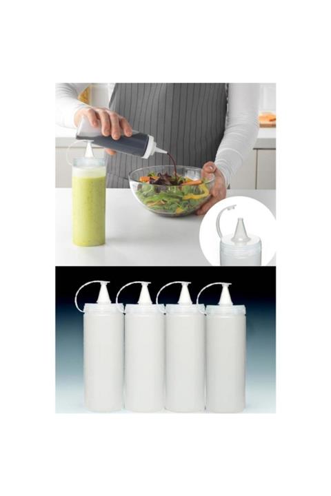 TUT & AL home 3 Adet Sızdırmaz Kapaklı Plastik Yağ Şişesi Ve Sos Şişesi 400 Ml