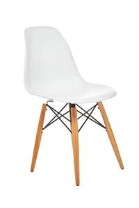 Seduna Beyaz Eames Sandalye - Natural Ahşap Ayaklı