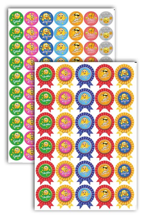 Baskı Life Ödev Etiket Rozet Kurdale Sticker Öğretmen Aferin Harikasın Etiketleri 168 Adet