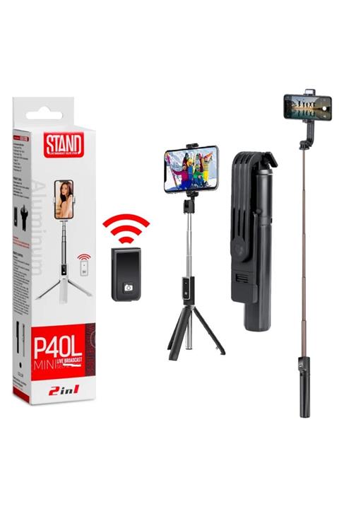 TahTicMer Selfie Çubuğu Bluetooth Kumandalı Kablosuz Tripot Işıklı Monopod Selfie Stick