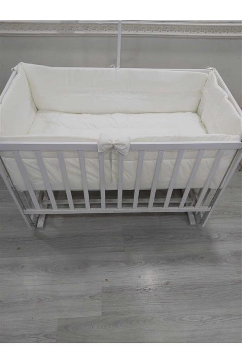 babyen1 (60*120 )beyaz Küpürlü 4 Kenarlı , Bebek Beşiklerine Uyumlu Yankoruma Seti