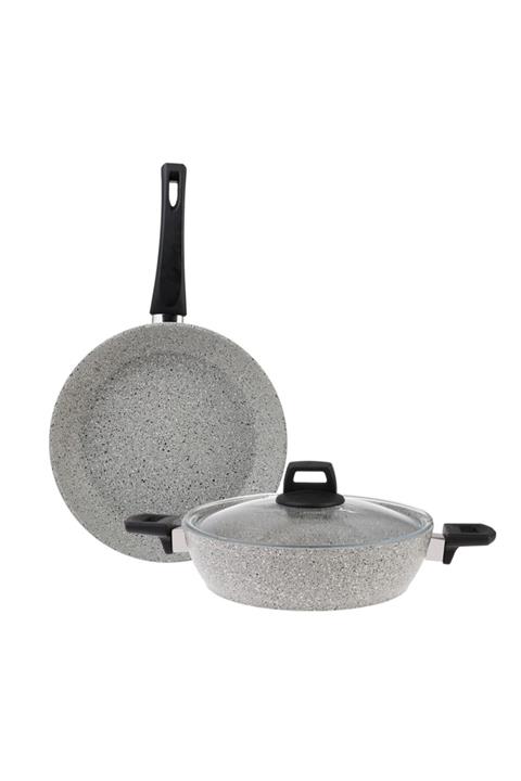 Emsan Premium Granit Grey Tava Ve Karnıyarık Tencere Seti