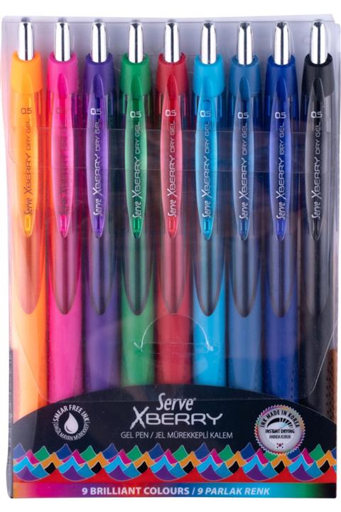 Serve X-berry Jel Mürekkepli Kalem - 0.5mm - 9lu Set