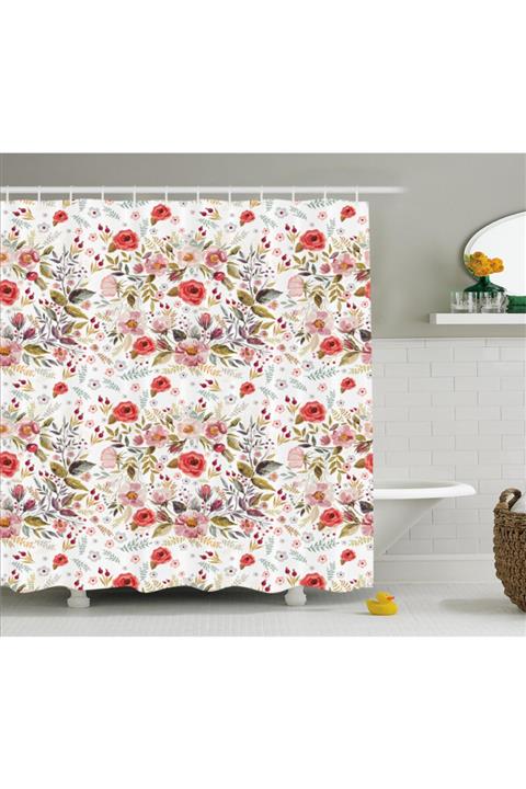 Orange Venue Çiçekli Duş Perdesi Botanik Bahar Temalı Tasvir Rengirenk