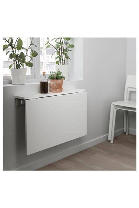 MegaStok Fonksiyonlu Balkon Masası Yemek Masası Çalışma Masası Monteli Ahşap Katlanır Montaj Masa 60*90