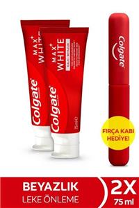 Colgate Max White Kalıcı Beyazlık Beyazlatıcı Diş Macunu 75 Ml X 2 Adet + Fırça Kabı Hediye