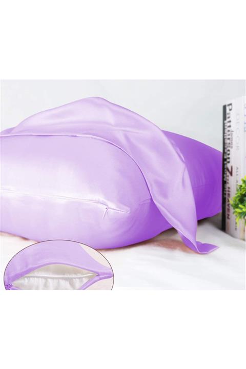 Tinybabyconcept %100 Ipek Pamuklu Saten Açık Mor Renk Yastık Kılıfı 50x70cm 2 Adet
