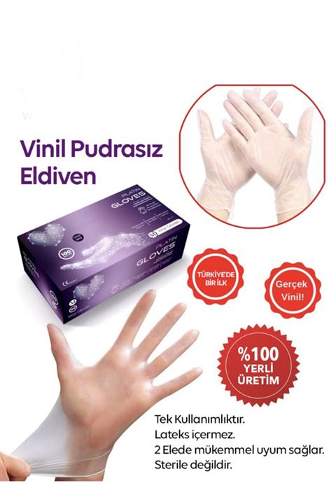Platin Gloves Vinil Pudrasız Muayene Eldiveni Medium
