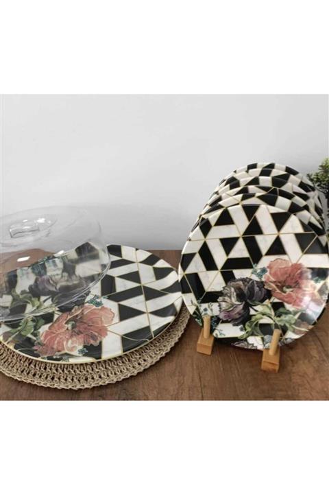 TrendBibu 7 Parça Dama Baskı Pasta Ikram Seti