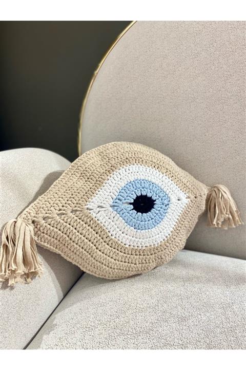 Mutlu Mikrop Bej Nazar Boncuğu Göz Yastık