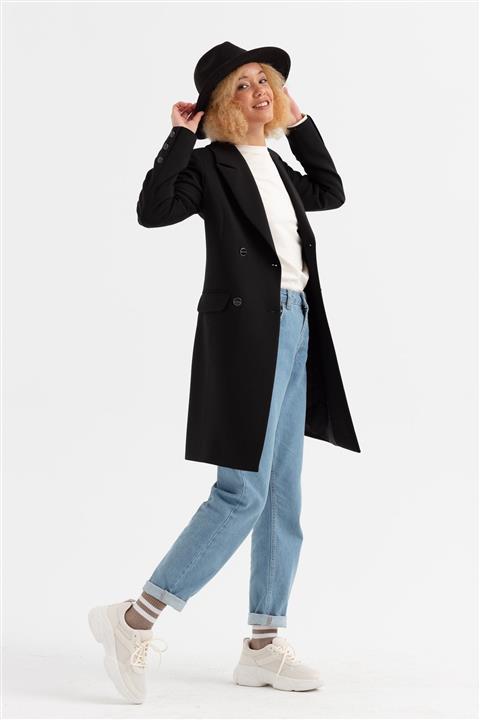 Nihan Kruvaze Klasik Ceket Siyah