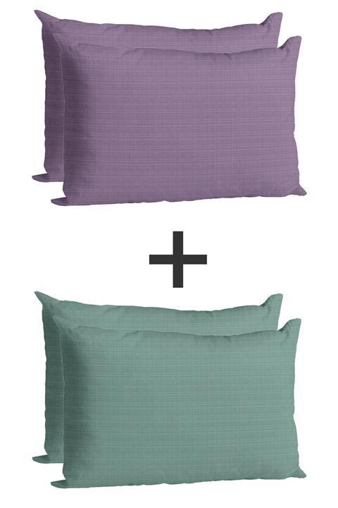 saal Ranforce 4'lü Yastık Kılıfı 50x70+20cm Kapaklı Lila - Mint Yeşil