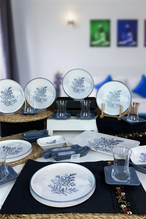 Keramika Blue Magic 25 Parça 6 Kişilik Stackable Kahvaltı Takımı