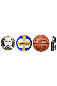 SPALDING Basketbol / Mikasa Voleybol / Mikasa Futbol / Selex El Pompası (4'ü Bir Arada )