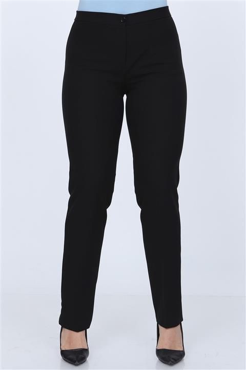 Gül Moda Kemerli Büyük Beden Likralı Pantolon Siyah