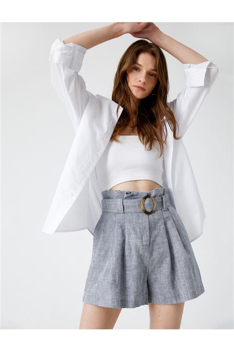 Koton Keten Sort Desenli Kemerli