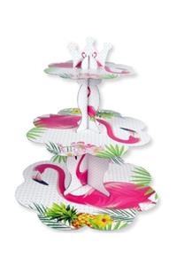 mercantoptan Flamingo 3 Katlı Kek Standı / Karton Cupcake Standı